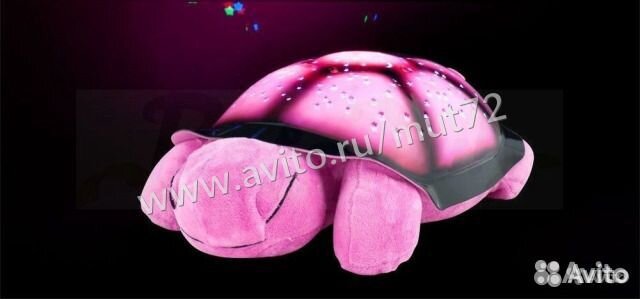 Черепаха-ночник проектор музыкальная розовая