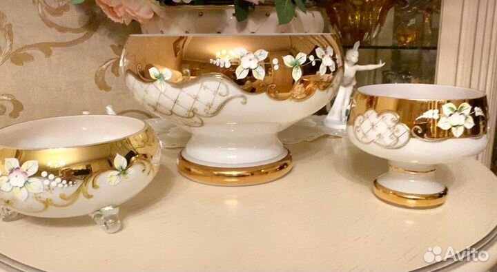 Вазы Богемия конфетницы-фруктовницы 3 шт