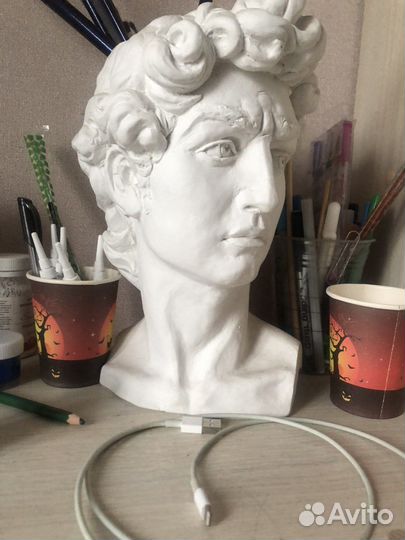 Бюст кашпо Давид из гипса