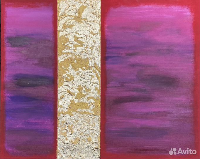 Картина интерьерная с золотой поталью, холст акрил