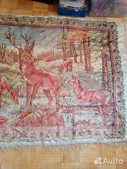 Плюшевый ковер СССР с оленями. Лот 1