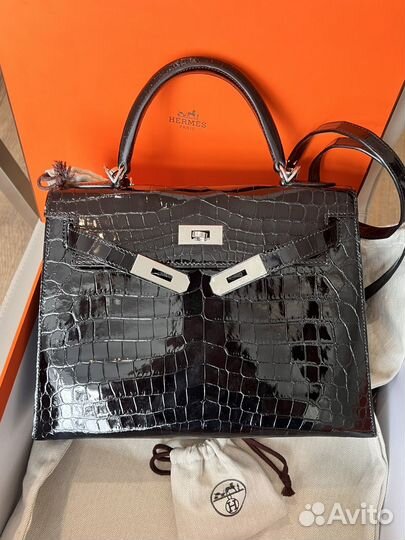 Сумка hermes kelly 28 кожа крокодила