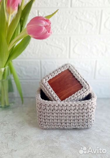 Корзины вязаные из трикотажной пряжи