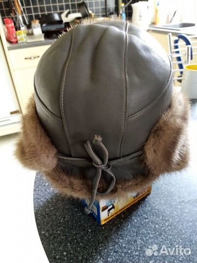 Шапка норка с кожей