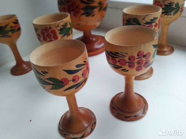 Набор коньячный штоф с рюмками, дерево, СССР