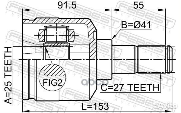 ШРУС внутренний 25X41X27 hyundai sonata (NF)