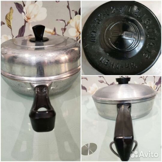 Рифлёная сковорода и чугунная сковорода СССР