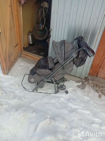 Детские санки коляска с большими колесами