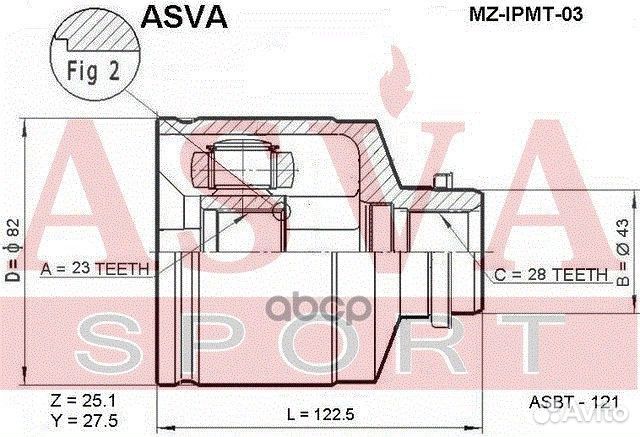 Шрус внутренний прав mzipmt03 asva