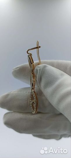 Золотые серьги с бриллиантами 583 пробы