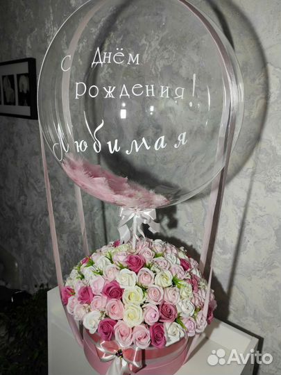 Шар+ букет из мыльных роз