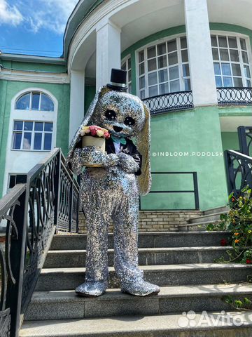 Ростовая кукла зайка и мишка, поздравление