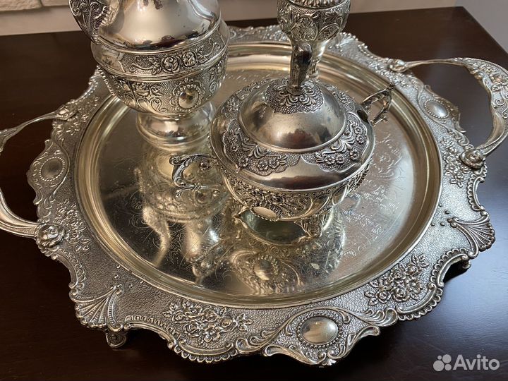 Кофейный набор турецкий металлический на подносе