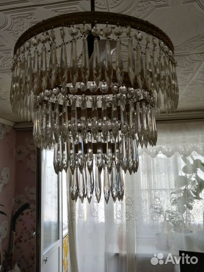 Хрустальная люстра СССР винтажная начала 70г