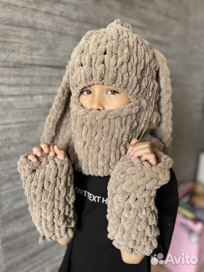 Балаклава и митенки на заказ (разные цвета и уши)
