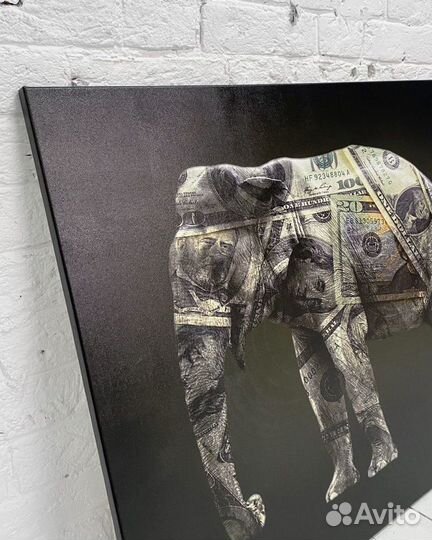 Картина/постер на холсте 80х100см- «Денежный слон»
