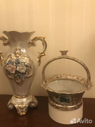Ваза, корзиночка и вазочка фарфоровые