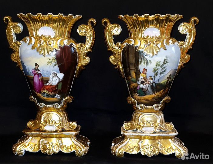 Парные вазы, Старый Париж, Франция, 19 век