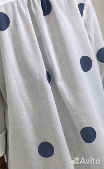 Ткань лен в горох отрез