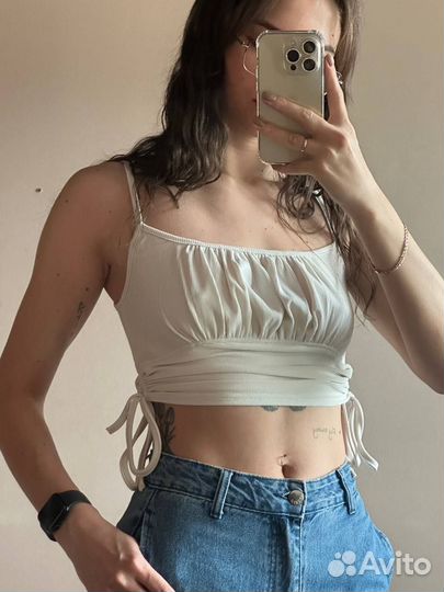 Топик женский белый, с завязками