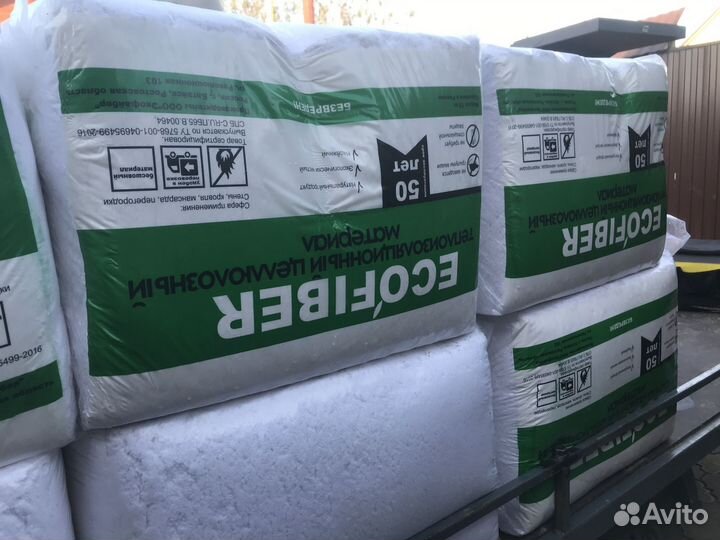 Эковата EcoFiber с монтажом