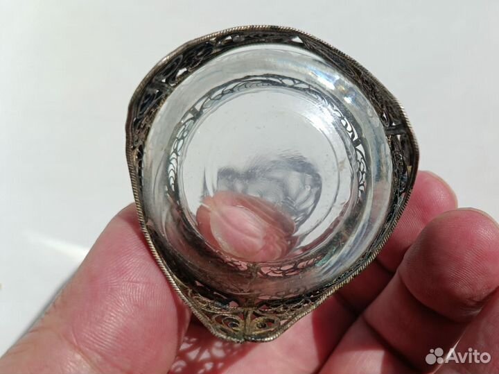 Солонка СССР. Скань. Мельхиор. Солонка стульчик