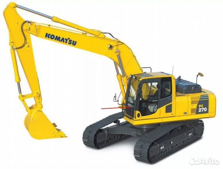 Стекло лобовое нижнее на экскаватор Komatsu PC270