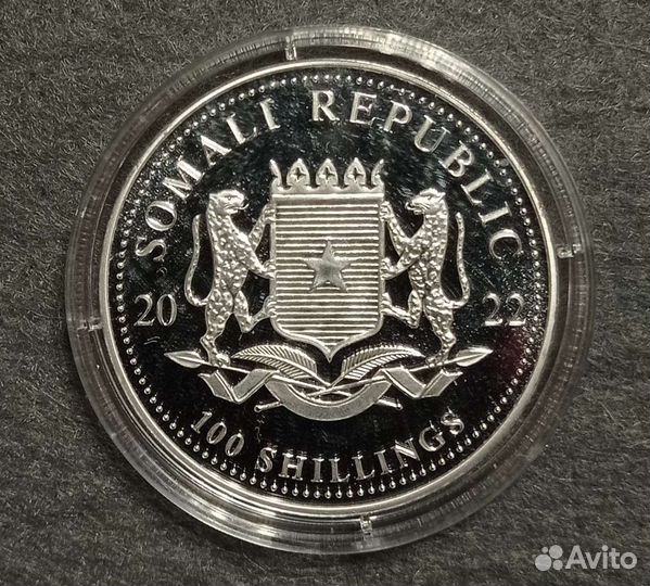 Монета Сомали 2022 Леопард Серебро