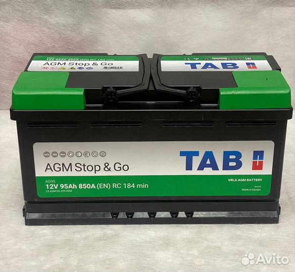 Автомобильный аккумулятор TAB 95 о/п AGM
