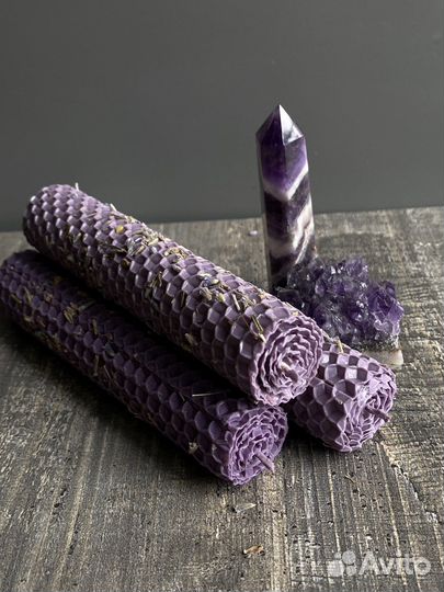 Свечи из вощины с лавандой натуральные