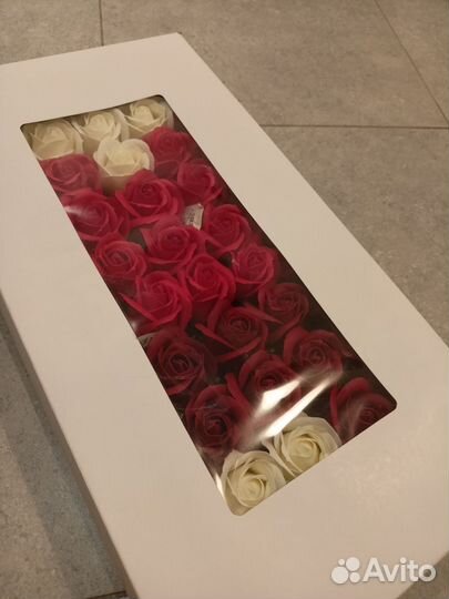 Мыльные розы в коробке 50 штук