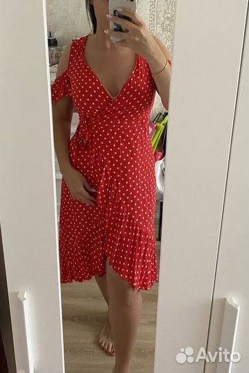 Платье в горошек zara (hm) 46-48