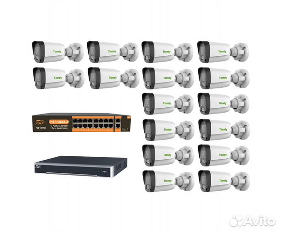 Комлект IP видеонаблюдения Tiandy-FOX на 16 камер