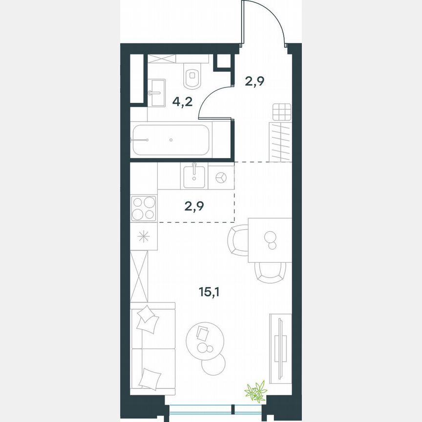 Квартира-студия, 25,2 м², 14/19 эт.