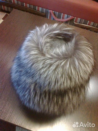 Шапка зимняя б/у из вязаной чернобурки - стожок