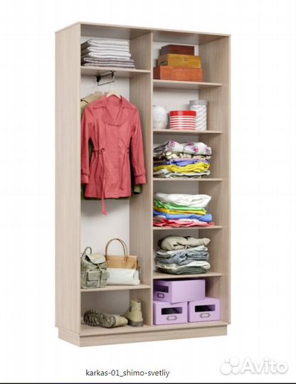 Шкаф-купе Классика шимо светлый/серебро 100х220х45