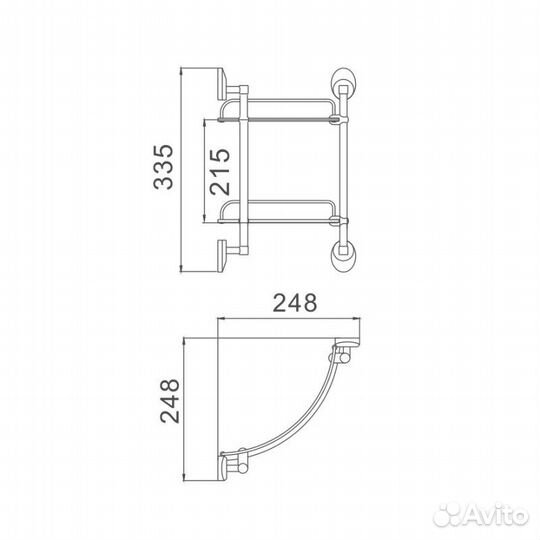 Полка стеклянная угловая Haiba HB1607-2, хром