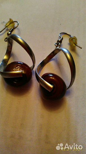 Серьги, мельхиор + финифть