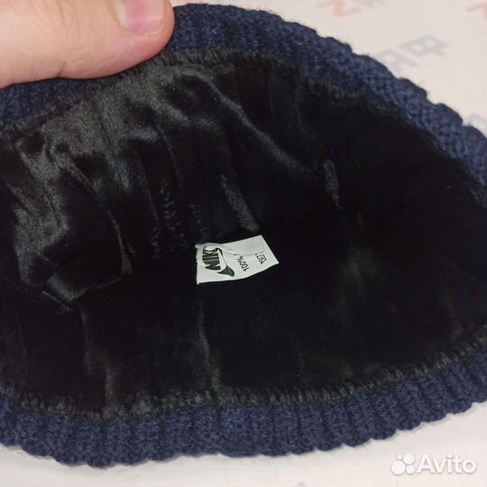 Шапка на флисе nike 9297, р. 55-60, тёмно-синяя