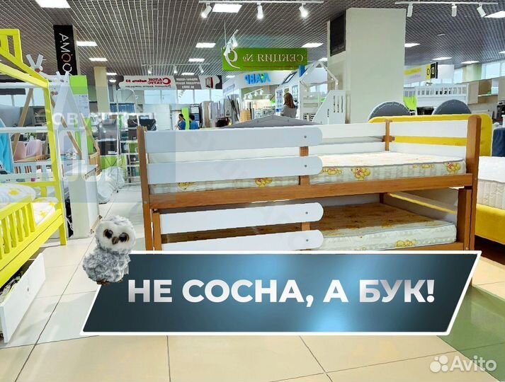 Кровать выдвижная для двоих из массива