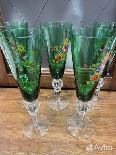 Фужеры Суздаль малахит. СССР