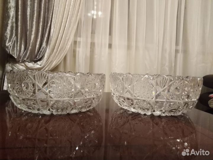 Хрустальная ваза для фруктов диаметр 21см высота 8