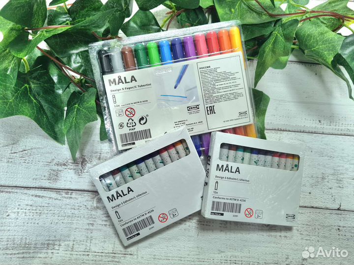 Фломастеры восковые карандаши IKEA mala mola 12