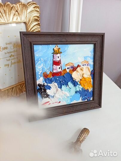 Картина маяк морской пейзаж масло холст живопись