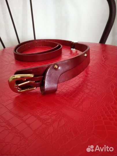 Ремень кожа красный