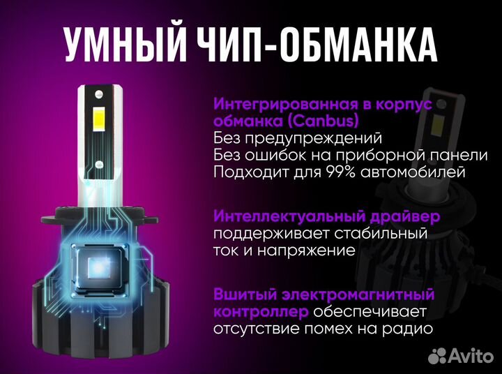 Светодиодные LED лампы H11, 80W, 12000 Lumen, 6000