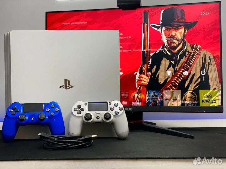 Sony playstation 4 pro 1 tb + 2 геймпада + 8 игр