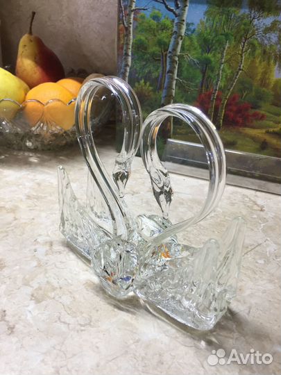 Салфетница Лебеди стекло