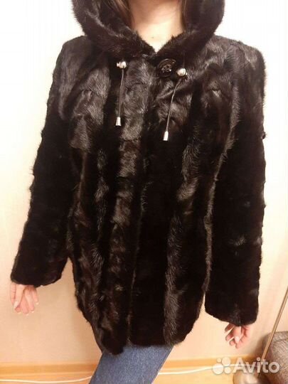 Шуба норковая с капюшоном