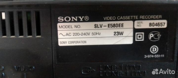 Видеомагнитофон sony SLV Е 580 ее